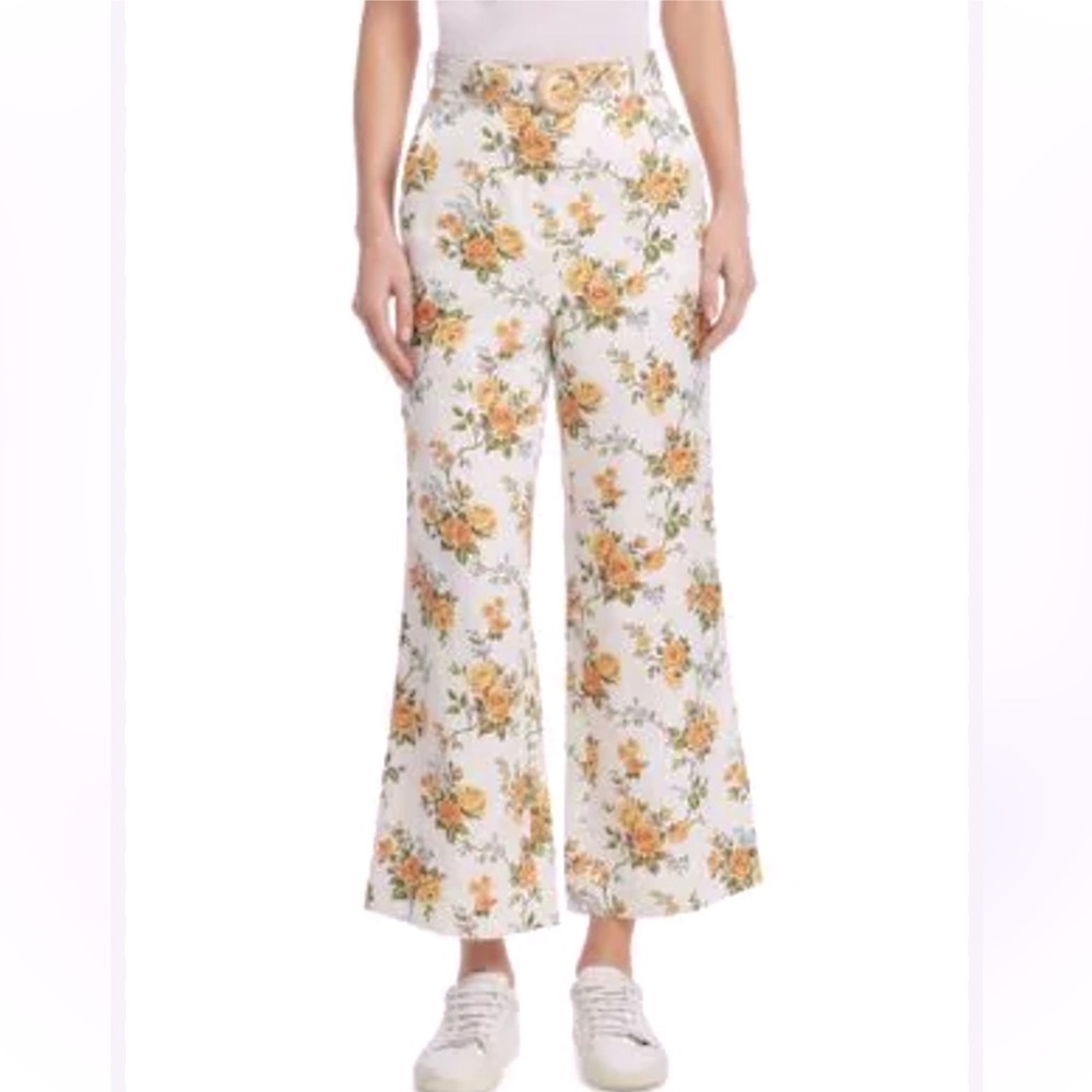 Le Lis golden floral 🌼wide leg crop size S